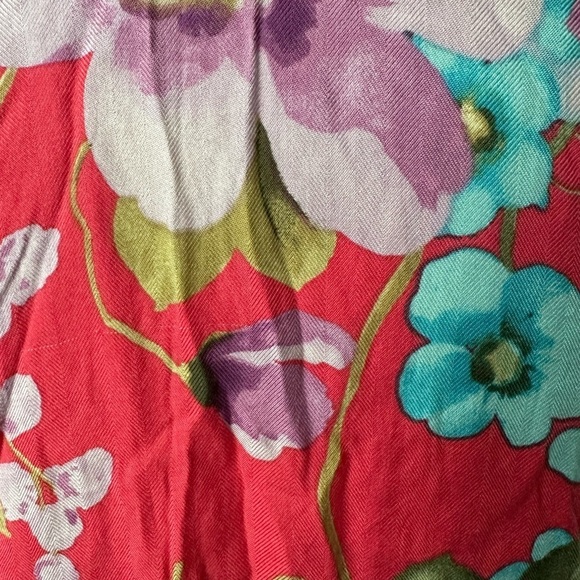 Caribbean  Joe Island Supply Co. Silk Red(1) Blue (1) Floral Print Womens Top M - Picture 8 of 12